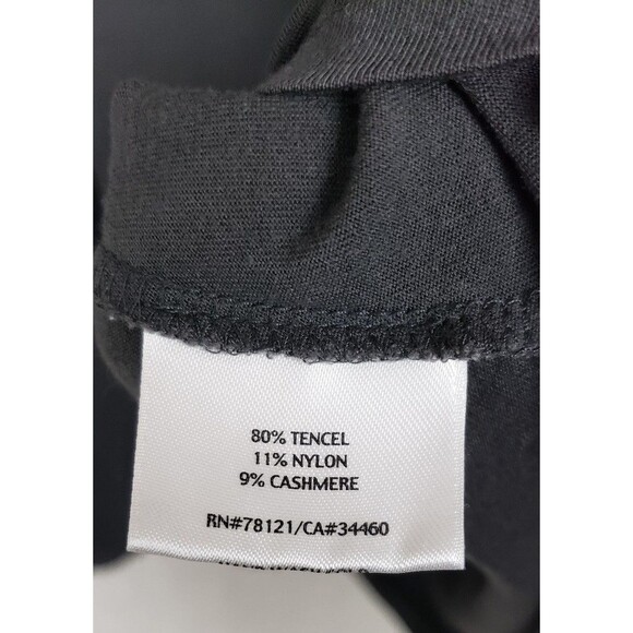 Eileen Fisher Shirt Top M Gray Tencel Cashmere 3/4 Sleeve V-Neck Ruched Casual - Picture 5 of 9